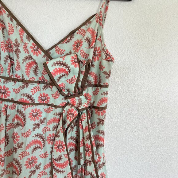 Machka Dress 38 US 8 Floral Babydoll Midi Spaghetti Strap Ruffle Hem Boho - Picture 2 of 12